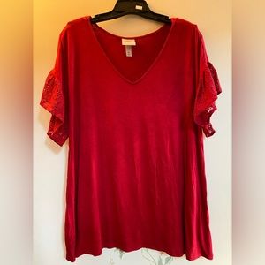 Knox Rose puff/lacey sleeve tee